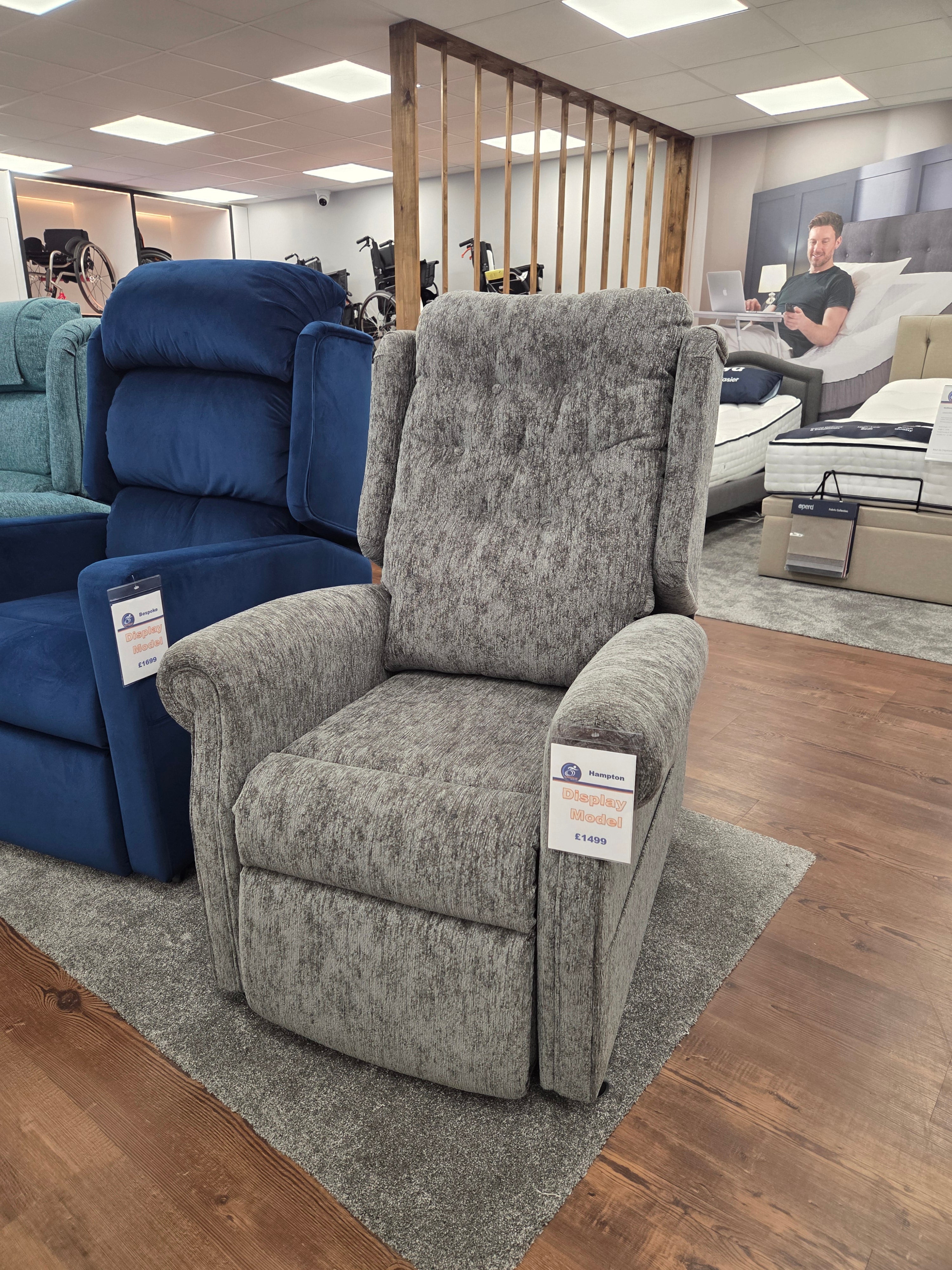 Bespoke Hampton Grey Dual Motor Riser Recliner by Rise & Recline - Ex ...