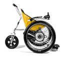 Trekinetic GTE All Terrain Powered Wheelchair Yellow. Side view