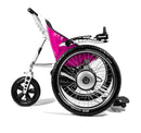 Trekinetic GTE All Terrain Powered Wheelchair Raspberry. Side view