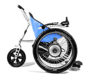 Trekinetic GTE All Terrain Powered Wheelchair Sky Blue. Side view