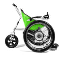 Trekinetic GTE All Terrain Powered Wheelchair Lime. Side view