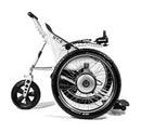 Trekinetic GTE All Terrain Powered Wheelchair White. Side view