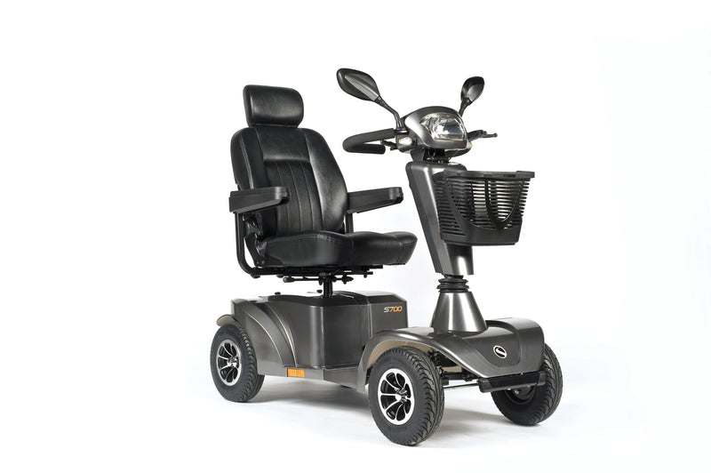 S700 Mobility Scooter in Carbon Grey Front 3/4 view
