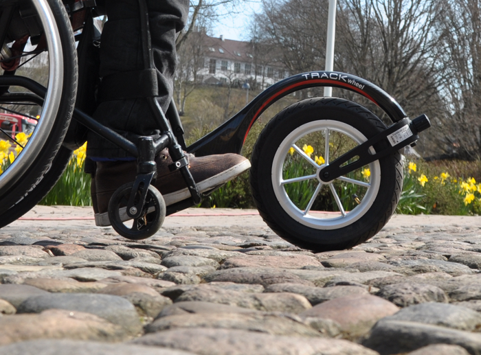 Trackwheel Active Wheelchair Front Wheel Accessory (Single Arm for rigid wheelchairs)