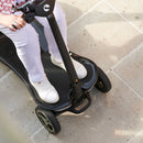 The S50 Carbon Scooter has an open footplate and angle adjustable tiller for spacious foot and leg room.