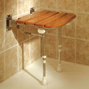 Wooden slatted shower seat